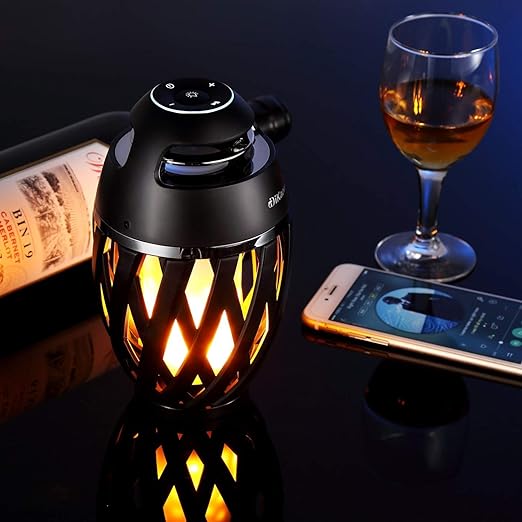 Flame Atmosphere Speaker(Wireless), Atmosphere Torch Bluetooth Speakers: Portable Outdoor Stereo Speaker featuring HD Audio and Enhanced Bass, accompanied by LED Warm Yellow Flickering Lights