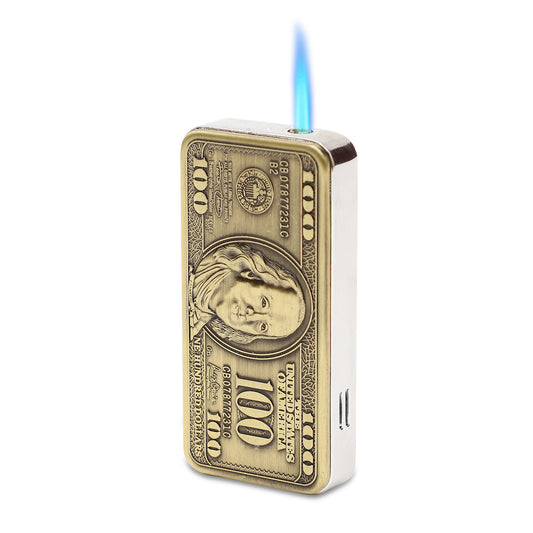 100 Dollar Pocket Lighter in Steel Color with Currency Printed