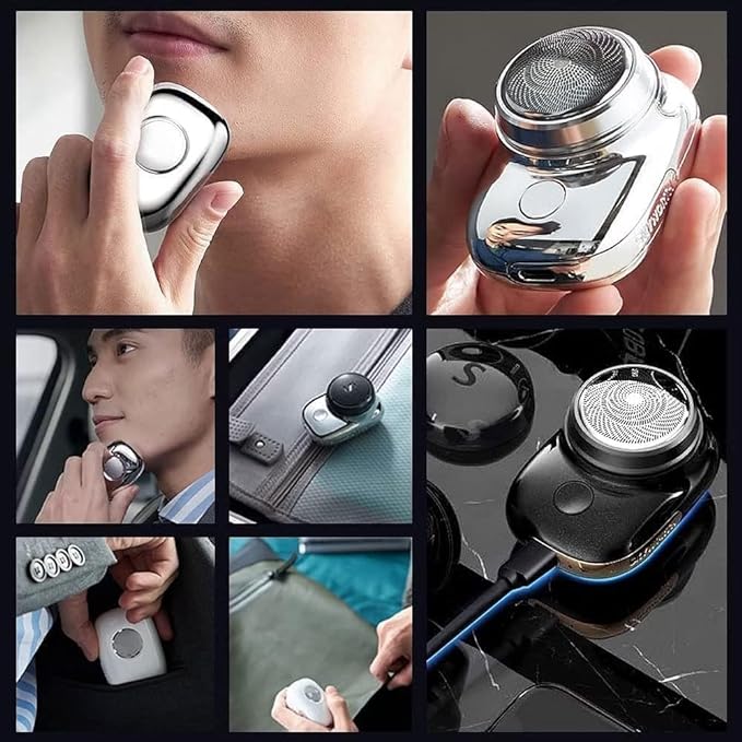 Compact Portable Electric Shaver: Wet/Dry, One-Button Operation for Men