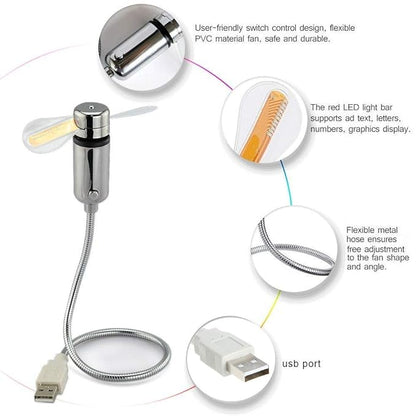 LED Clock Fan With USB Regular Watch Keep Turning With Time