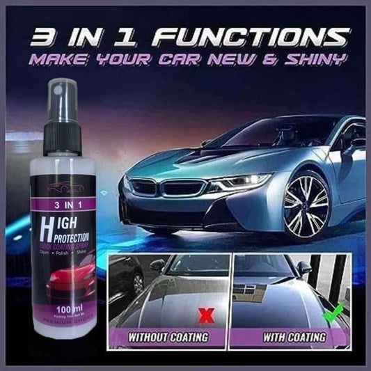 Car Wax Polish Spray with 3 in 1 High Protection Quick Car Ceramic Coating Spray -  (Pack of 1)