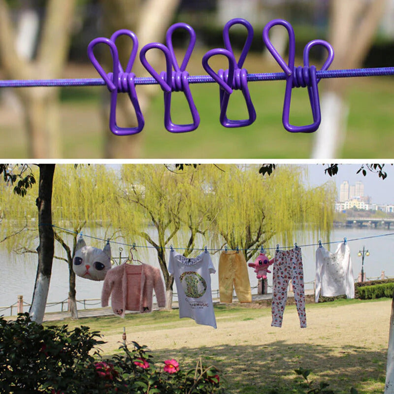 Stretchable Clothes Hanging Rope With Clips