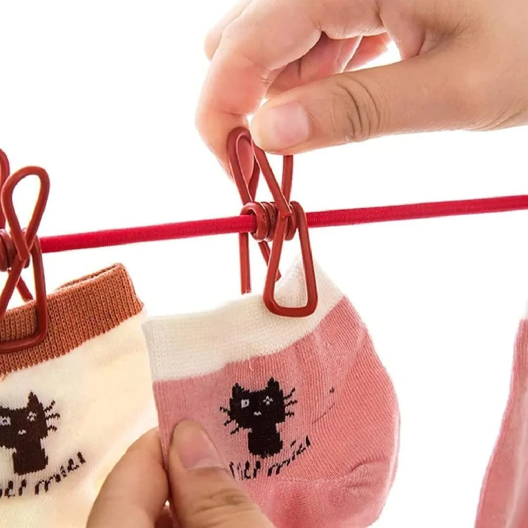 Stretchable Clothes Hanging Rope With Clips